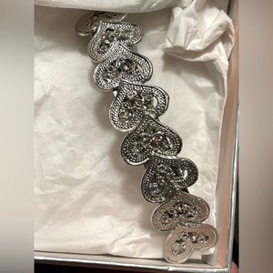 Vintage silver 4” hearts hair barrette clip